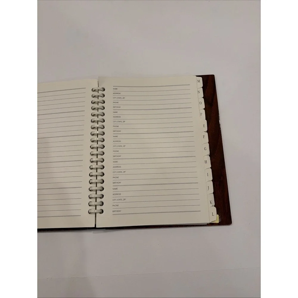 Vintage Jehuani Wood Grain Address‎ Book 3 Ring Binder Korea